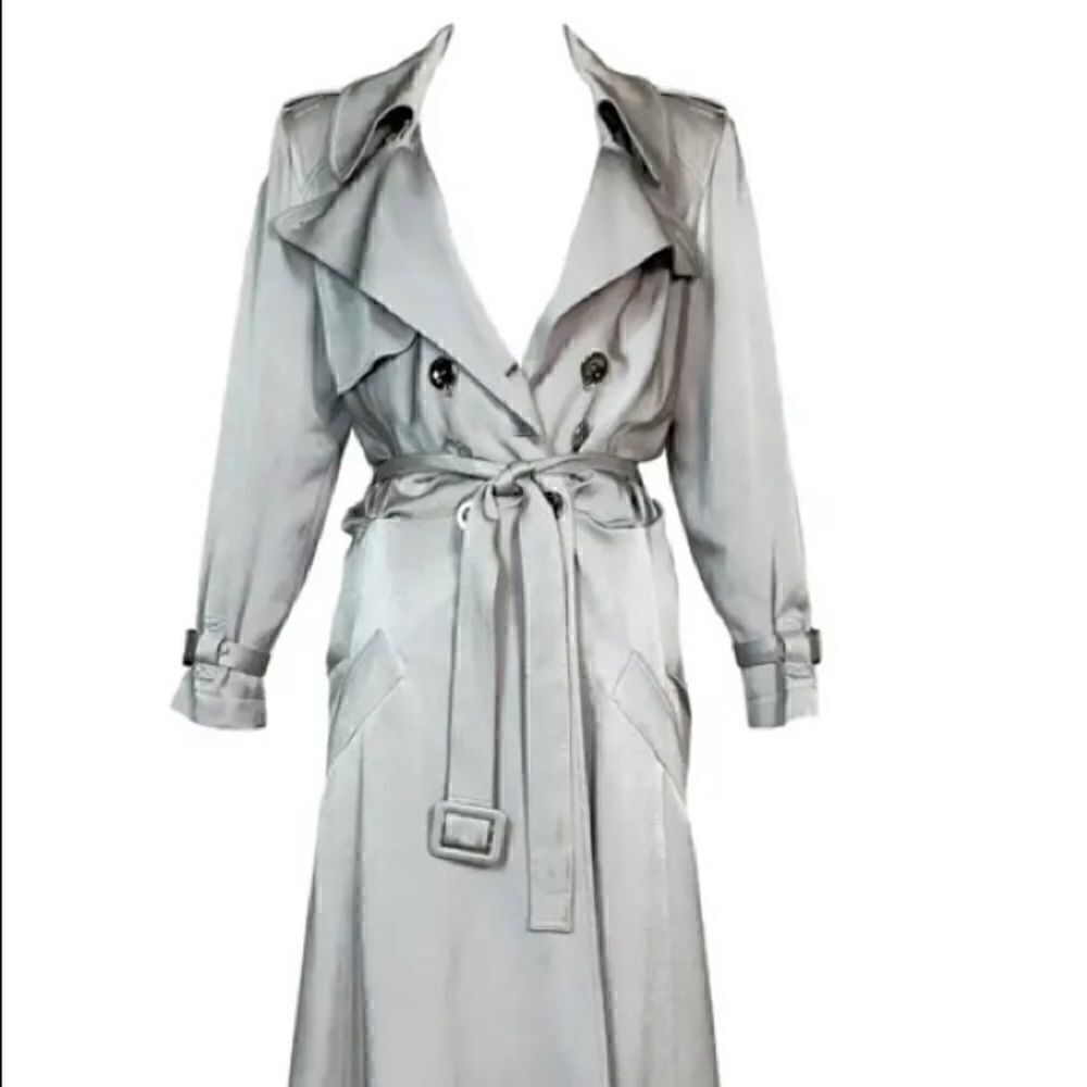 ❤️SOLD❤️S/S 2004 Christian Dior by John Galliano Silver Satin Trench Coat Jacket